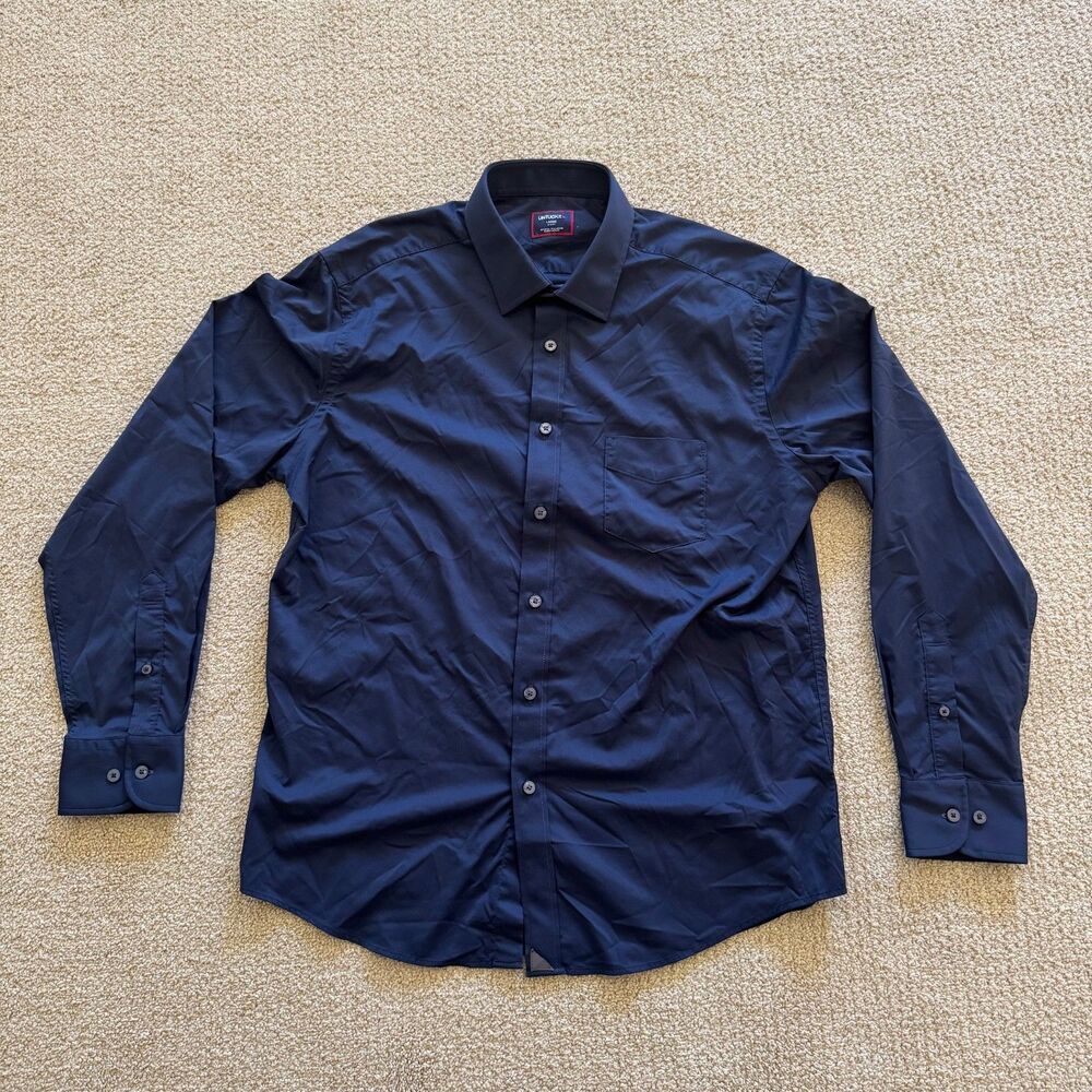 Untuckit Gironde Black Shirt Men Large  Slim Fit Short Sleeve Performance